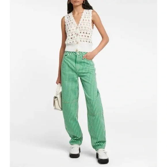 Ganni Kelly green striped Stary jeans - Picture 3 of 13